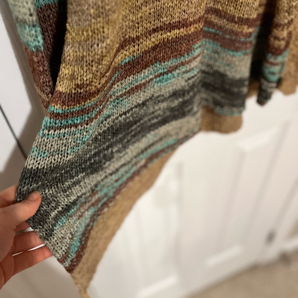 Prana Vignette Asymmetrical V neck Knit Multicolour Sweater Sz L - Picture 11 of 14